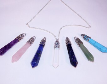 Crystal Necklace, Crystal Pendulum Necklace, Crystal Pendulum, Crystal Choker, Quartz Necklace, Opalite Necklace, Quartz Crystal, Druzy