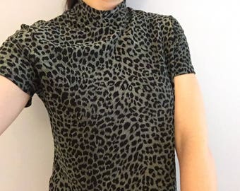 Green Leopard Print Blouse