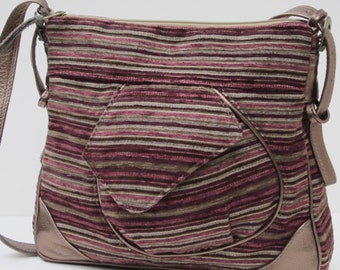 LARGE SHOULDER BAG by Elizabeth Z Mow Fabric and Leather Yipe s Stripes