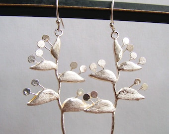 Sterling Art Modern Long Pierced Artisan Earrings