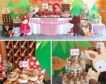 DIGITAL FILES Little Red Riding Hood Party Decorations, Little Red Riding Hood Birthday, Red Riding Hood Party Kit, Woodland