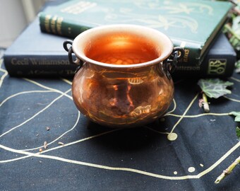 Vintage Copper Cauldron Incense Burner, Offering Bowl - Pagan, Witchcraft, Magic, Upcycled