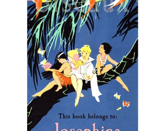 Vintage Hawaii Bookplates - Personalized Book Labels - Ex Libris, Children's Library, Birthday Gift