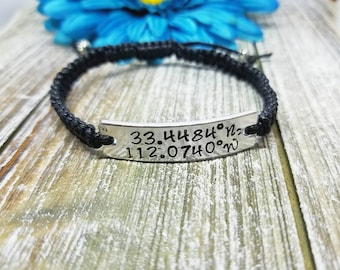 Coordinates Bracelet, Coordinate Bracelet, Lattitude, Longitude, Bracelet, Macrame Bracelet, Lattitude Longitude
