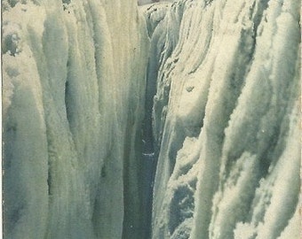 glacier crevice in the virgin territory - gletscherspalte im jungfraugebiet Very Early vintage postcard