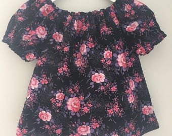Girls Vintage Floral Cotton Top