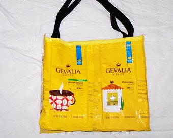 Handmade Purse Made With Recycled Gevalia Coffee bags upcycled repurposed