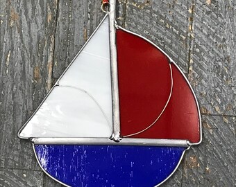 Stained Glass Sun Catcher Ornament Sailboat