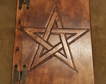 Wooden handmade book with Pentagram - FREE UK SHIPPING!