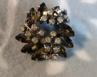 Vintage Smoky Topaz Colored Rhinestone Brooch