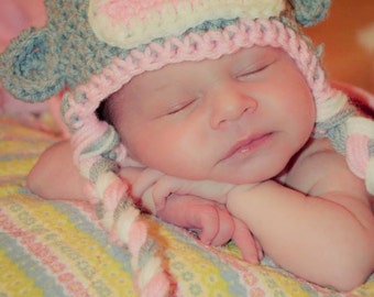 Girls pink sock monkey hat