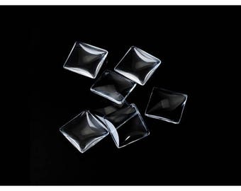50 glass squares 10 mm cabochons