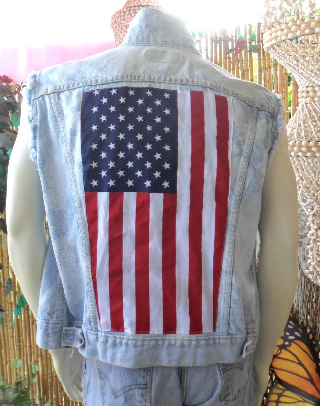 denim american flag shirt