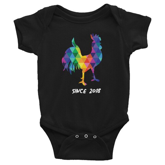 Soft Infant Bodysuit with a Colorful Rooster on the Front
