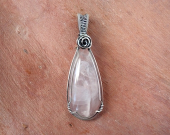Rose Quartz Pendant ~ Handcrafted with Eco-Recycled Sterling Silver ~ Hand-cut Natural Pink Gemstone ~ Magickal Self Love Crystal Talisman