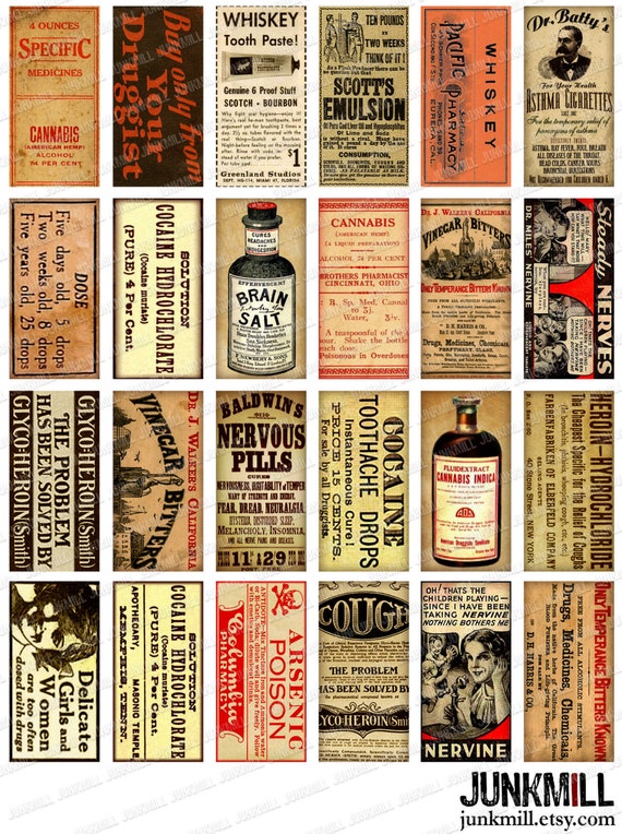 drug therapy digital printable collage sheet medicinal