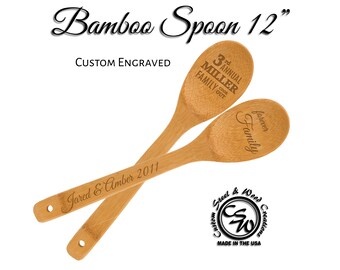Laser Engraved Bamboo Spoon Wedding Favors | Wooden Spoons Personalized | Cooking Party Favor | Wedding Shower Favor | Chef Cooking Spoon