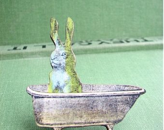 bathing bunny rabbit brooch pin