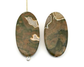 2 Rhyolite stone beads/ 15 mm x 30mm #PP 291