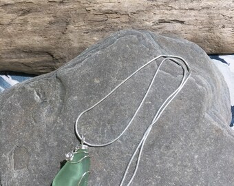 Beach Glass Necklace, Seafoam beach glass necklace, Green seaglass necklace, sea glass pendant
