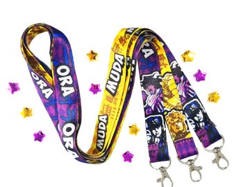 Jojo's Bizarre Adventure Jotaro Star Platinum Dio The World Reversable polyester full color lanyard