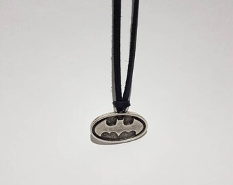 Batman faux leather necklace, gift idea for him/her, DC Comics novelty necklace