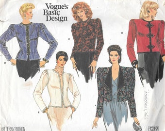 Vintage 1980s Vogue Basic Design Sewing Pattern 1219 - Misses' Jacket size 12 bust 34 uncut