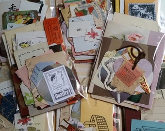 ON SALE 100+ Pc Vintage Mini Paper Pack Found Paper Junk Journal Kit
