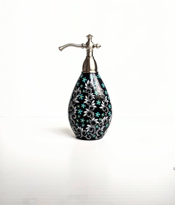 Elegant soap dispenser hand painted glass soap dispenser