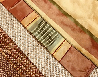 Silk and Tweed Fabric Remnants- Rust Drapery Fabric Samples - Designer Fabric Samples - Upholstery Samples - Quilting Patchwork - FS10