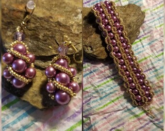 Formal Glass Peral Bracelet & Earrings