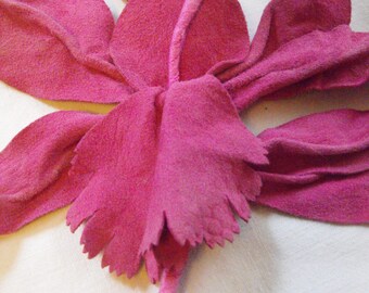Vintage Lilac Suede Orchid Pin, 1950s