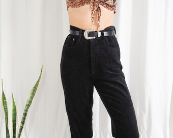 vintage black corduroy high waisted pants