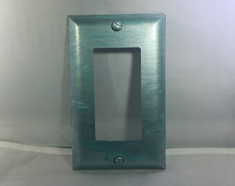 Switchplate, Light Switchplate, Blue Switchplate, Home Decor, Painted Switchplate, Alcohol Ink Decor