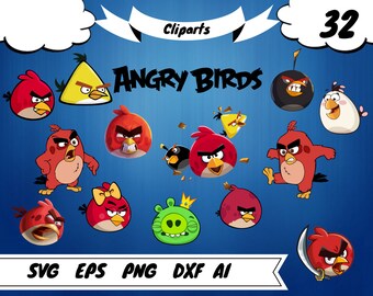 32 Angry birds clipart,angry birds svg, angry birds invite,angry birds print,andgry birds decal,angry birds shirt,red svg, red clipart