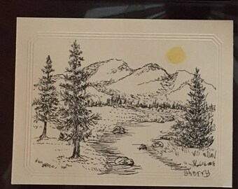Set of 3 blank cards. Envelopes included.