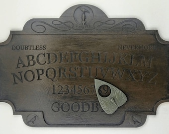 A4 Premium Wood-Effect Resin Raven Ouija Board Set Complete with Quoth The Raven Planchette, Talking Board Inspired by Edgar Allan Poe