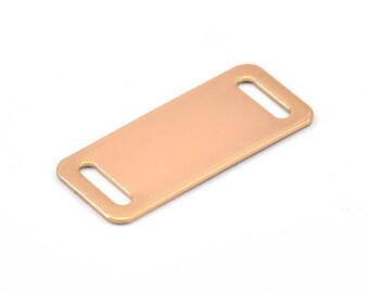 Rose Gold Bracelet Blank, 2 Rose Gold Plated Bracelet Blanks With 2 Holes (35x15x0.80mm) Brass 3515-2 ( A0178 ) Q274