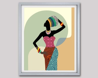 African Woman, African Wall Art, African Wall Decor, Black Woman, African Print, South African Art , African Designs