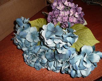 Blue & Purple Faux Silk Hydrangeas Flowers