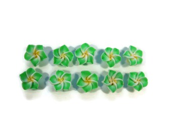 12 mm Polymer Clay Plumeria Flowers Set of 10 (MP12)