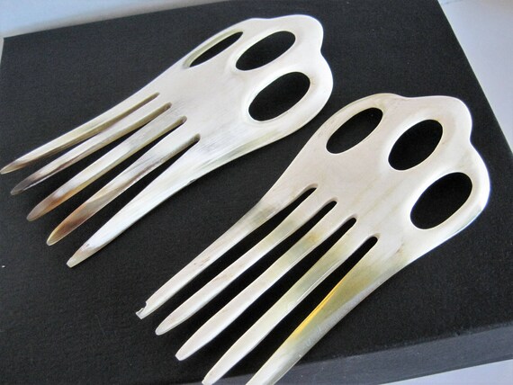 White Hair Combs, Signed Paris Diffusion, Set of 2, Tortoiseshell Lucite, Elegant, Wedding Combs