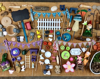 Fairy garden. Fairy Garden accessories grab bag, Deluxe Bag, Miniature garden, Terrarium. Build your own fairy garden. Kids Craft
