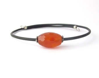 Carnelian Bracelet, Faceted Carnelian Gemstone, Wrap Bracelet, Yoga Bracelet, Zen, Memory Wire Bracelet, Friendship Bracelet, Hawaii Jewelry