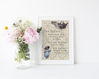 Pastel Beatrix Potter Tom Kitten Quote Nursery Print A4