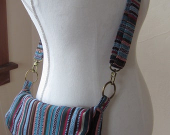 PrimusCraft IN STOCK Crossbody hobo foldover shoulder bag clutch in sheepskin leather and woven cotton