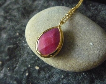 Pink Purple jade drop necklace