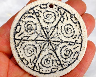 Mandala Bead, Handmade Bead, Clay Bead, Pendant, Focal Bead, Ceramic Bead, Mica Clay Bead, Boho Bead (A3)