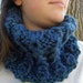 Hand Knit Infinity Cowl Scarf - LAKE BLUE Mums Garden Neckwarmer (1048)