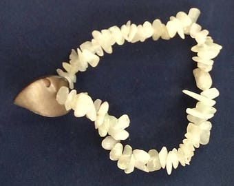 Prehnite beaded bracelet with a heart charm
